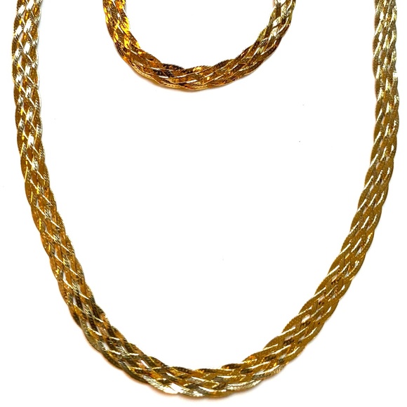Giani Bernini 24K Gold Over Sterling Silver Braided Chain Necklace & Bracelet - Picture 1 of 5
